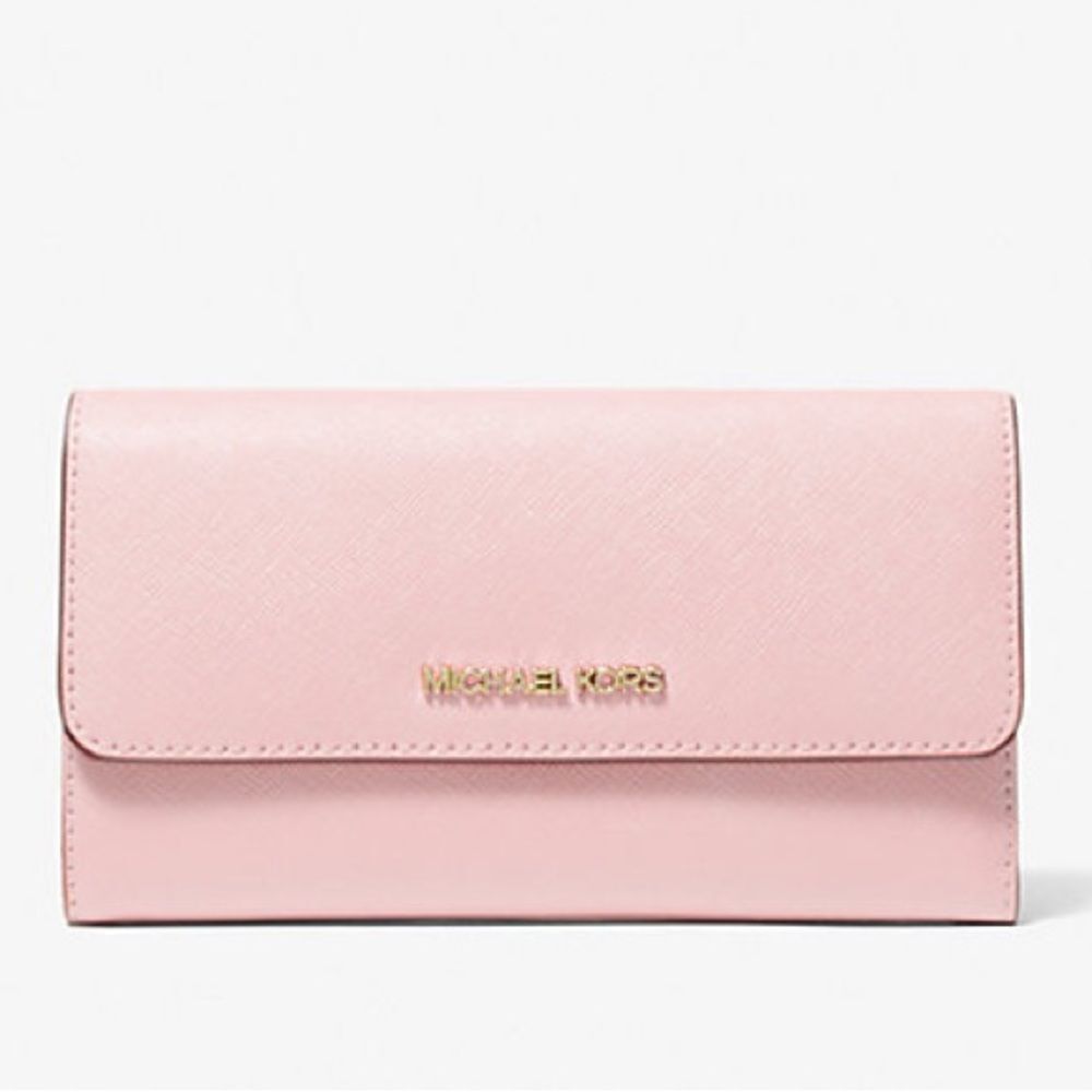 Michael Kors NWT Jet Set Travel Crossgrain Leather Tri-Fold Wallet - Picture 1 of 7
